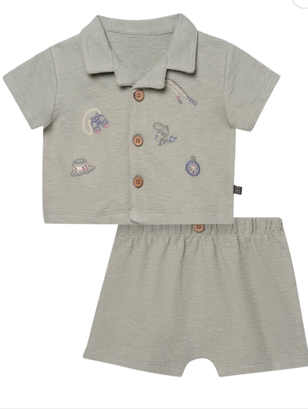 Modern Moments by Gerber Baby Boy Button Down Shirt and Short Set, 2-Piece, Size